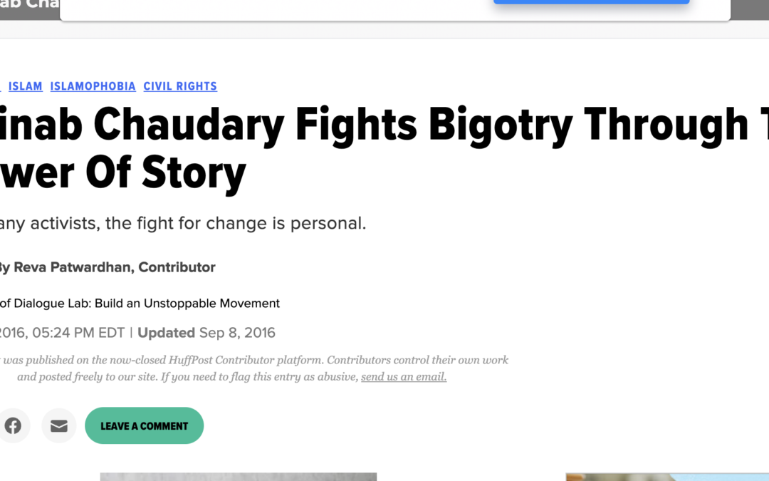 HuffPO: Zainab Chaudary Fights Bigotry Through The Power Of Story